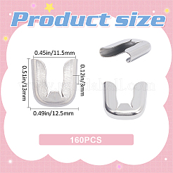 304ステンレススチールスパイラルボーンチップ  フィッシュボーンチェーンエンドキャップカバー  ステンレス鋼色  13x12.5x3mm&nbsp;STAS-WH0043-20B