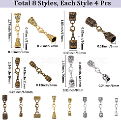 32Pcs 8 Styles Alloy Cord Ends&nbsp;HJEW-SC0003-08