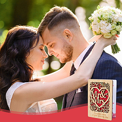 Wedding Bamboo Greeting Card&nbsp;AJEW-WH20060-11A