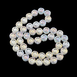 Ab カラーメッキ電気メッキガラス透明ビーズ連売り  花  クリアAB  14x14.5x5.5mm  穴：1.2mm  約45個/連  25.83インチ（65.6cm）&nbsp;X-EGLA-G037-10A-AB02