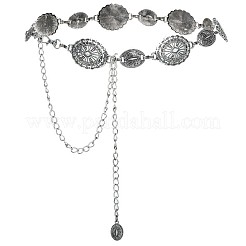 Boho Alloy Oval Flower Link Chain Waist Chains for Woman&nbsp;WG29A3A-02