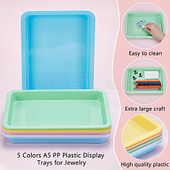 ジュエリー用A30 PPプラスチックディスプレイトレイ（5色）5個  小さなおもちゃ  長方形  ミックスカラー  24.5x18.5x2.5cm  6個/カラー&nbsp;AJEW-WA0001-32