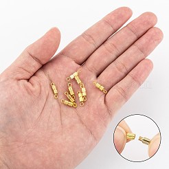 真鍮製ネジ式クラスプ  ジュエリー作りのための  コラム  ニッケルフリー  ゴールドカラー  14x3mm  穴：1.8mm&nbsp;KK-N254-05G-NF
