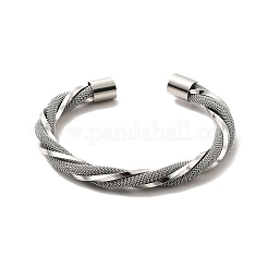 304 Stainless Steel Mesh Twist Rope Open Cuff Bangle for Women&nbsp;BJEW-P283-16M