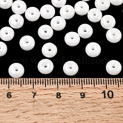 ベーキングペイント不透明ガラスビーズ  ロンデル  ホワイト  6.5x3.5mm  穴：1.2mm  約4761個/1000g&nbsp;GLAA-A045-01