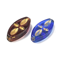透明ガラスビーズ  ゴールドライン入り  オーバル  ミックスカラー  19.5~20x9~9.5x4~4.3mm  穴：1.3mm&nbsp;GL-CBA7B2B-01