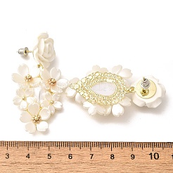 合金＆スターリングシルバー＆アクリルダングルスタッドピアス  花  ゴールドカラー  925mm&nbsp;EJEW-Q013-08A