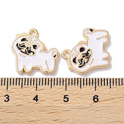 合金エナメルチャーム  ゴールドカラー  動物テーマのチャーム  犬  16.5x17x2mm  穴：1.4mm&nbsp;ENAM-O001-08P-G