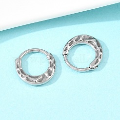 316ステンレススチール軟骨ピアス  フープノーズリング  アンティークシルバー  テクスチャリング  13x12.5x2mm&nbsp;AJEW-C044-16B-AS