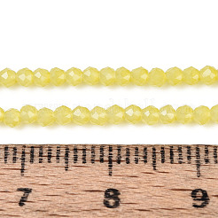 ジェイド風ガラスビーズ連売り  ラウンド  多面カット  ライトカーキ  2x2mm  穴：0.6~0.8mm  約173~182個/連  13.58~14.37''（34.5~36.5センチメートル）&nbsp;GLAA-T028-2mm-11J