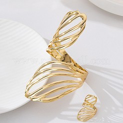 女性用中空翼鉄製カフバングル＆カフリングセット  ゴールドカラー  内径：60mm&nbsp;WG91D18-01