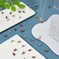 チベットスタイルの合金ビーズコーン240色4個  鉛フリー＆カドミウムフリー  ミックスカラー  10x7mm  穴：2mm&nbsp;FIND-DC0003-89