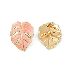 Ion Plating(IP) 304 Stainless Steel Leaf Stud Earrings&nbsp;EJEW-Z068-37G-01