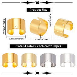 真鍮製イヤーカフ金具 4色 200個  ミックスカラー  9.5x10x6mm  穴：1mm  50個/カラー&nbsp;KK-SC0007-66