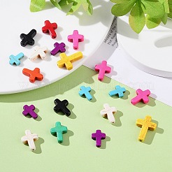 合成ターコイズビーズ連売り  染め  クロス  ミックスカラー  20x15x4mm  穴：1mm＆25x18x5mm  穴：1mm&nbsp;TURQ-PH0002-01