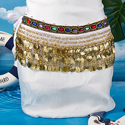 Golden Alloy Three Layers Flat Round Waist Belt&nbsp;AJEW-WH20002-09B