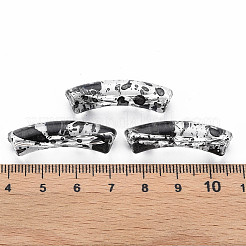 透明スプレー塗装アクリルビーズ  黒い斑点のあるカーブチューブ  透明  32x10x8mm  穴：1.8mm&nbsp;X-MACR-S372-002F-C10