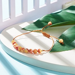 Round Natural White Jade Braided Bead Bracelet&nbsp;BJEW-JB07969-03