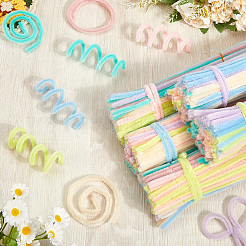 DIYのぬいぐるみスティック  シェニール織の茎  パイプクリーナー  キッズクラフト素材  ミックスカラー  350~380x6mm  100個/セット  7セット&nbsp;FIND-CP0002-72A