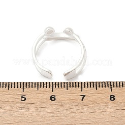 女性用スターリングシルバー調節可能カフリング925個  笑顔  銀  8mm  内径: 調節可能&nbsp;RJEW-G351-02S
