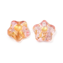 電気メッキと金色の金属で覆われたガラスビーズ  花  ミスティローズ  10.5x11x5mm  穴：1mm&nbsp;EGLA-T029-02J
