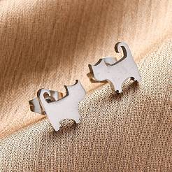 Tarnish Resistant 304 Stainless Steel Kitten Stud Earrings&nbsp;EJEW-F227-06P