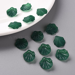 透明つや消しアクリルパーツ  花弁  濃い緑  19.5x16.5x4mm  穴：1.5mm&nbsp;MACR-S371-01A-735