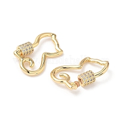 Brass Micro Pave Clear Cubic Zirconia Screw Carabiner Lock Charms&nbsp;KK-Z118-06G-06