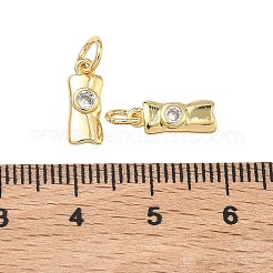 Brass Micro Pave Clear Cubic Zirconia Charms&nbsp;KK-B170-15G