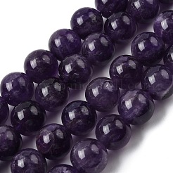 ラウンド天然のアメジスト天然石ビーズ連売り  12mm  穴：1mm  約33個/連  14.9インチ&nbsp;G-J333-01-12mm