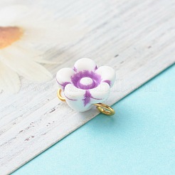 アクリルビーズリンクコネクター  クラフトビーズ  黄金の鉄の発見で  カドミウムフリー＆鉛フリー  花  ミックスカラー  11~12x10x6.5mm  穴：2mm&nbsp;PALLOY-JF00823