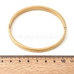 304ステンレススチール製ヒンジ付きバングル  女性用幅広バングル  イオンプレーティング（ip）  18KGP本金メッキ  内径：2.05インチ（5.2cm）x2.48インチ（6.3cm）&nbsp;BJEW-D408-22G