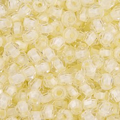 ガラスシードビーズ  透明インサイドカラー  多面カット  双円錐形  淡いチソウ  4.5x3.5mm  穴：1.5mm  5625個/ポンド&nbsp;SEED-A032-05I