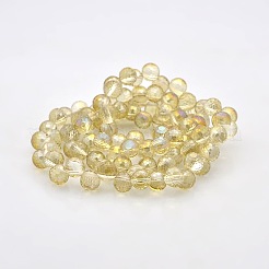 フルレインボーメッキガラスカット加工ラウンドビーズ連売り  淡いチソウ  8mm  穴：1mm  約83個/連  22インチ&nbsp;GLAA-A026-8mm-FR04
