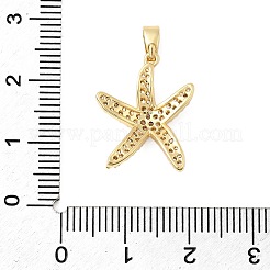 真鍮マイクロパヴェクリアキュービックジルコニアペンダント  18KGP本金メッキ  ヒトデ  19x15.5x4mm  穴：5x2.5mm&nbsp;KK-G542-02G-02