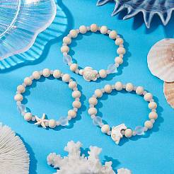 3 Pcs Synthetic Turquoise & Wood & Glass Beaded Stretch Bracelets for Boys Girls&nbsp;BJEW-JB11127