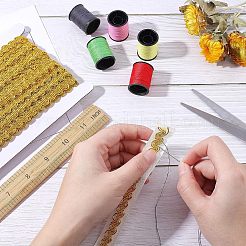 ポリエステルリボン  カード付き  波の模様でフラット  服飾材料  ダークチソウ  3/8インチ（10mm）  25ヤード/カード&nbsp;OCOR-WH0068-04B