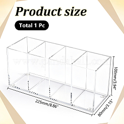4コンパートメントアクリルペンホルダー  長方形  透明  80x225x100mm&nbsp;AJEW-WH0696-818B