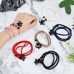 6Pcs 6 Colors Polyester Cord Two Loops Wrap Bracelets Set with Alloy Tortoise Clasps&nbsp;BJEW-FI0001-25
