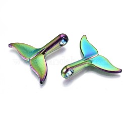 合金ペンダント  カドミウムフリー＆鉛フリー  人魚の尾の形  虹色  29x32x8mm  穴：5mm&nbsp;PALLOY-N156-033-RS