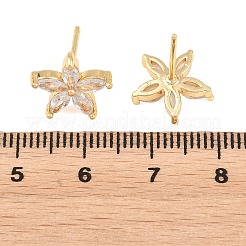 Brass Micro Pave Cubic Zirconia Stud Earrings for Women&nbsp;KK-A305-05G