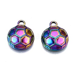 合金チャーム  カドミウムフリー＆ニッケルフリー＆鉛フリー  サッカー  虹色  14.5x12x4mm  穴：1.8mm&nbsp;LS-PALLOY-N163-020-NR