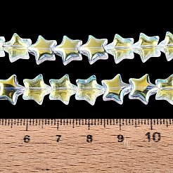 電気メッキ透明ガラスビーズ連売り  スター  ABカラーメッキ  クリアAB  9~9.5x9.5~10x4~5mm  穴：0.6~0.8mm  約100個/連  33.46インチ（85cm）&nbsp;EGLA-N056-04A-A01
