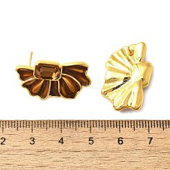 Brass Enamel Stud Earrings&nbsp;EJEW-B120-01G-01