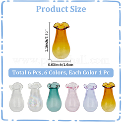 6Pcs 6 Colors Miniature Glass Vase Ornaments&nbsp;BOTT-CN0001-01