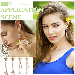 20Pcs 10 Styles Rack Plating Golden Alloy with Rhinestone and ABS Pearl Stud Earring Findings&nbsp;EJEW-UN0002-38