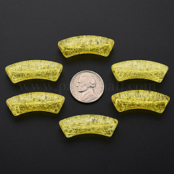 クリアクラックアクリルビーズ  カーブチューブ  きいろ  35x11.5x13.5mm  穴：3.5mm  約148個/500g&nbsp;CACR-S009-001B-N85