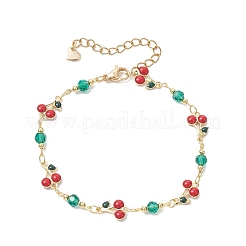 Brass Enamel Cherry Link Bracelets & Necklaces Sets&nbsp;SJEW-JS01367