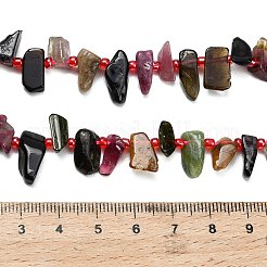 天然のマルチカラートルマリンビーズ連売り  チップ  シードビーズで  グレードA  トップ掘削  5~18x4~7.5mm  穴：0.7~0.8mm  約59~60個/連  15.35''~15.75''（39~40センチメートル）&nbsp;G-Z124-C02-01