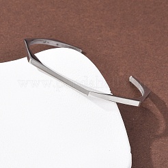 304ステンレススチール製カフバングル  六角  ステンレス鋼色  内径：2-1/2インチ（6.4cm）&nbsp;BJEW-P373-01P